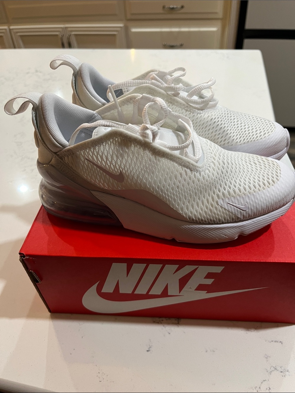 Nike Kids White and Light Gray Air Max Sneakers